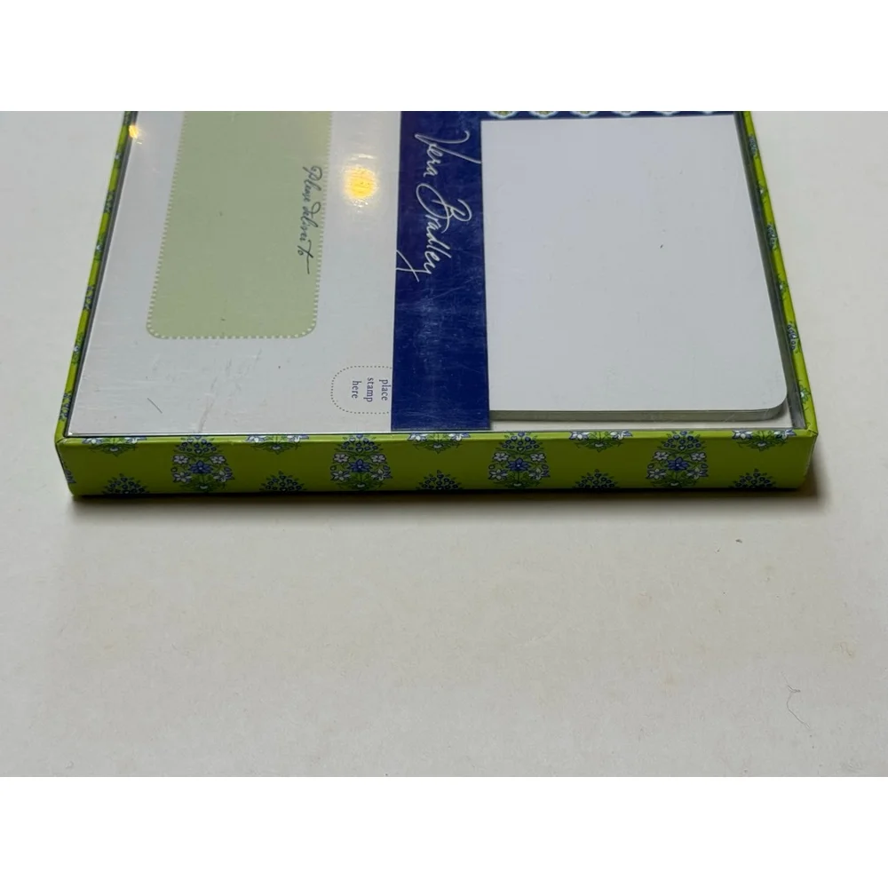 Vera Bradley CORRESPONDENCE CARDS (10) Citrus ELEPHANT Lime NOTE +Envelopes RARE